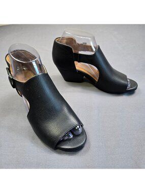 Natural Soul Naturalizer Womens Size 6 Open Toe Heeled Sandals Black Comfort